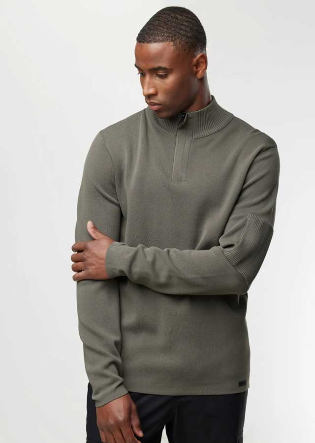 Genti K3122-3258-170 – Half-Zip Trui Groen (170) Zwarte A-dam boxershort met herhalend bloempatroon.